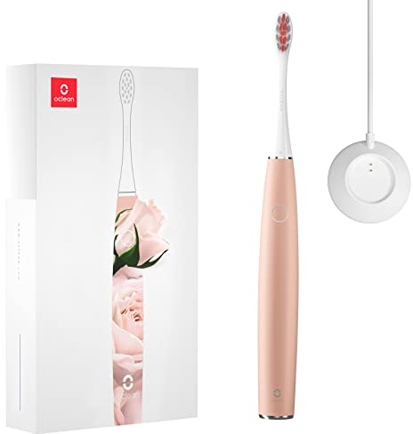 Oclean Air 2, Sonic Electric Toothbrush, Portable Ultra Quiet Design, Dupont Brush Head Bristles, 2h Quick Charge for 40 Days, IPX7 – Pink Rose