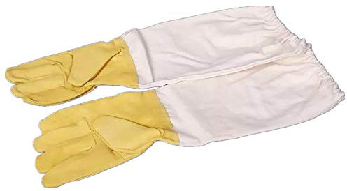 UOBEKETO Imkerhandschuhe Ziegenleder Imker Schutzhandschuhe mit langer Canvas-Hülle, perfekt für Imker Anfänger