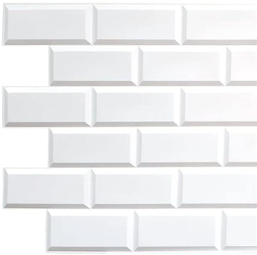 3D-Wandpaneele PVC | Ziegel Optik | 1-20 Platten - 0.5-10 m² | Für Wohnzimmer, Küche & Bad | Einfache DIY-Montage (1, White)
