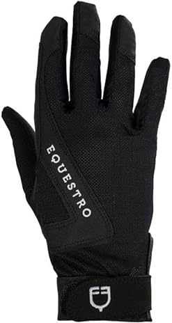 Equestro Guanti Modello Sunny Equitazione Donna Abbigliamento (Medium, Nero)