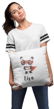 Sambosa Kinder Kissen Personalisiert mit niedlichem Bär Motiv und Wunschname - individuelle Geschenke Kissenbezug Kissenhülle Kind Geburtstag Junge Mädchen Geschenkidee