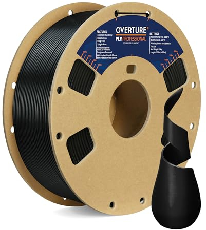 OVERTURE PLA Plus (PLA+) PLA-Filament 1,75 mm, professionelle PLA-Festigkeit, 1kg Filament (2,2 lbs), Maßgenauigkeit +/- 0,02 mm für 3D-Drucker (Schwarz)