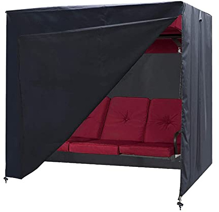 Ourdoor Hollywoodschaukel, Abdeckung für 3-Sitzer, Hollywoodschaukel, Gartenhängematte, Stuhlabdeckung, Outdoor-Schaukelabdeckung, UV-beständig, Schaukelüberdachung, 254 x 150 x 183 cm, Schwarz