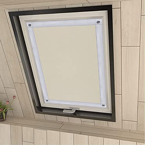 Eurohome 100% Verdunkelung Dachfenster Rollo ohne Bohren Sonnenschutz Verdunkelungsrollo mit Saugnäpfen für Velux-Fenster Beige 60x73 cm für M04/304