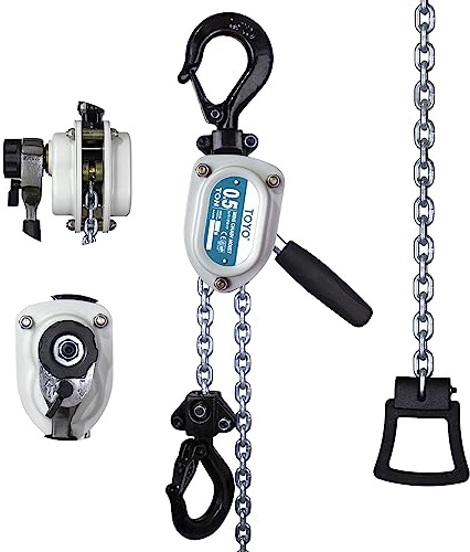 Mini Chain Hoist 1100lb TOYO Manual Lever Hoist 1/2 ton mini Puller 20ft Hand Lever Chain Hoist 6M Come Along Ratchet Lever Block Garages Warehouse Automotive Machinery