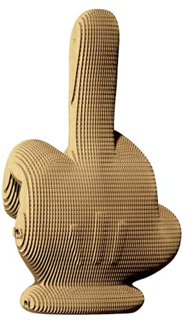 CARTONIC Mittelfinger 3D-Puzzle aus Karton – Skulptur-Bausatz | 84 Teile, 18 × 10 × 10 cm – Bastelset aus recycelter Pappe zum Stecken & Bemalen, für Jugendliche & Erwachsene, Geschenkidee