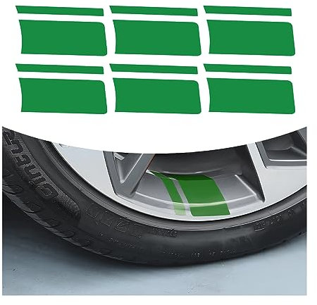 Adunsiaoto 6 Stück Reflektierende Rad Felgenstreifen Aufkleber für Auto, Felgenstreifen Reflektierende Aufkleber für Auto, Reflektierende Felgen Aufkleber(Grün)