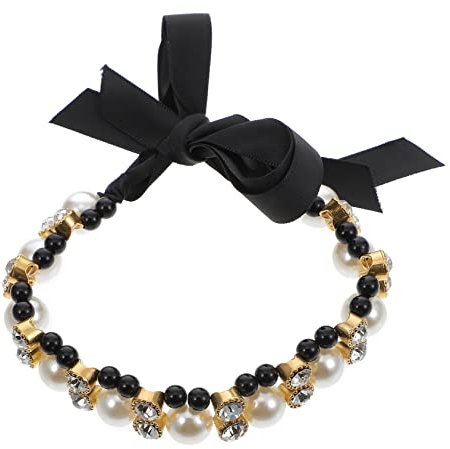 Angoily Pet Ribbon Collar Bow Black Medium Reflective Pet Neck Ring for Dogs and Cats and Costumes
