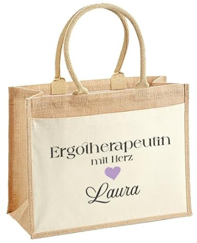 LIEBTASTISCH Jutetasche Shopper personalisiert bedruckt mit verschiedenen Berufen - Einkaufstasche stilvoll & praktisch-Jute-Tasch Jutetasche