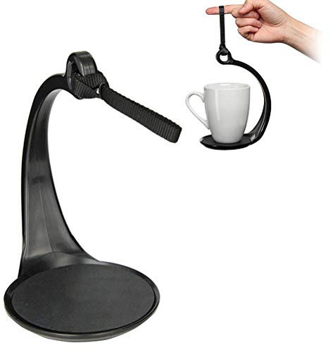KENANLAN Spill Not Cup Carrier Stopper Cup Holder Non Slip Cup Holder Drink Tray with Handle for Coffee Tea Mug (black)