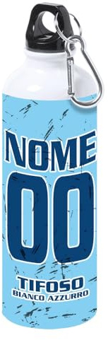 Borraccia Termica Tifoso Calcio Serie A Tifoso Milanista Interista Napoletano Personalizzata con nome e numero Misura 23x21 in Alluminio Sublimatico (Tifoso Lazio)