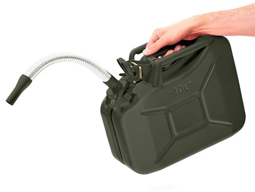 BW© Jerrican en métal de 10 l avec bec verseur Vert bronze RAL 6031-F9 Certifié TÜV et homologation ONU Fabriqué en Europe
