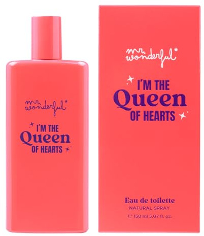 MR WONDERFUL - I'm the Queen of Hearts, Eau de Cologne pour Femme, 150 ml, Parfum en Spray, Eau de Toilette Naturelle et Féminine, Arôme Fruité Gourmand, Parfum Frais et Longue Durée