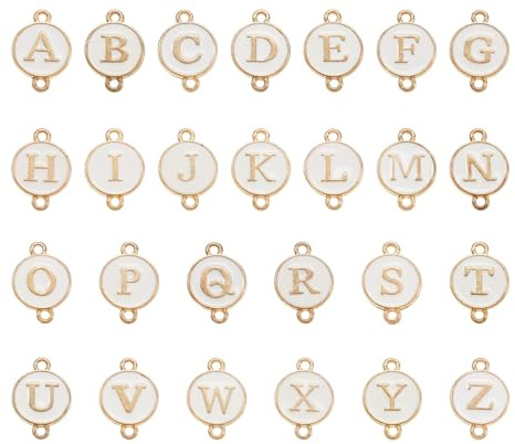 PandaHall Emaille-Buchstaben-Verbindungsanhänger, Initiale A-Z, Metall-Buchstaben, Halskette, Charm, Alphabet-Anhänger, für Freundschaftsarmband, Schmuckherstellung