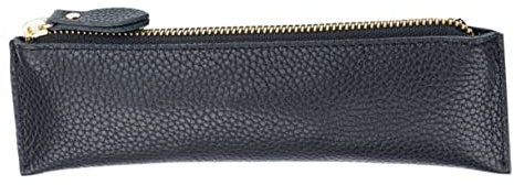 NUOBESTY Schwarz Leder Stiftetasche Einfache Stifthalter Stiftschutztasche Schule Büro Aufbewahrungstasche Schwarz