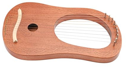 Leierharfe mit 10, Tragbares Saiteninstrument | Saiteninstrumenten Satz mit Stimmung, Konkav Konvexe Schnitzerei, Klare und Gleichmäßige Struktur