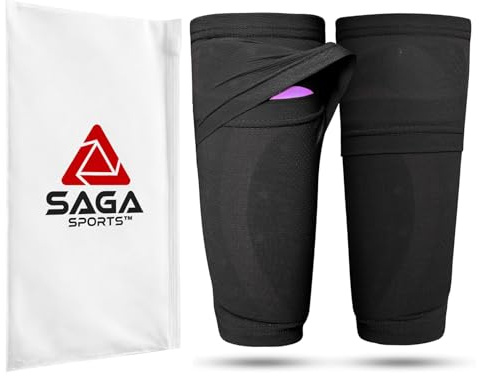 Saga Sports 2 Pair Kids Soccer Shin Guard Sleeves – Shin Guard Holders Sleeves for Boys & Girls for Ages 3-12 Yrs