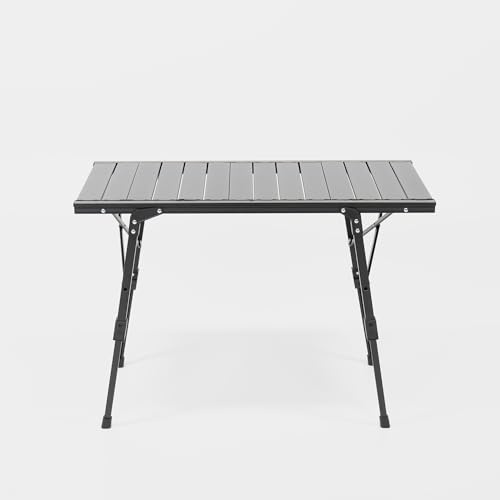 BOXIO - Table: tavolo da campeggio pieghevole 88 x 40 cm, resistente alle intemperie, stabile e pieghevole, regolabile in altezza, per campeggio, giardino, balcone e camper, accessori da tavolo