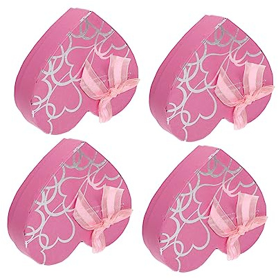 minkissy 4 Stück Herzförmige Pralinenschachtel kleine Schokolade Herz-Boxen Herzen Streich geformt Party dekorative Kästen verpackung von schokoladenkisten Papierstau Rosa