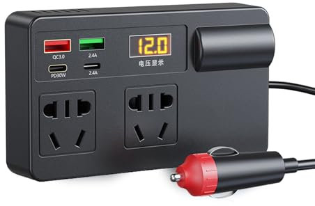 Adattatore per presa da auto con PD30 W tipo C e porta USB-A da 120 W inverter di corrente per auto DC12 V-24 V a 220 V adattatore da viaggio per auto