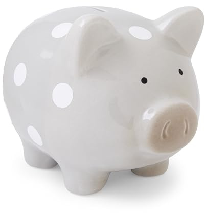 Mousehouse Gifts - Große Spotty Pig Sparschwein Spardose für Mädchen, Kinder & Erwachsene - Rosa Grau und Blau (Grau)
