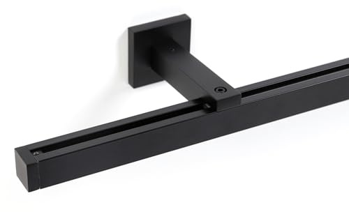 Deco-Raum Gardinenschiene Innenlauf eckig Cube 20x20 mm Schwarz matt, 110 cm, Wandmontage, auf Maß, Flächenvorhang geeignet