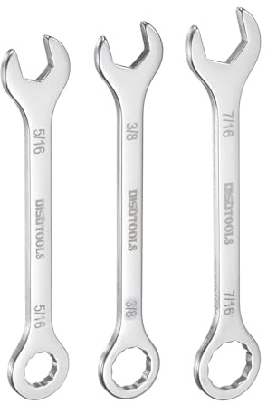 QUARKZMAN Juego De Llaves Combinadas Delgadas 5/16 3/8 7/16 | Mini Llave Combinada, Acero Inoxidable 30Cr13, Con Extremo De Caja De 12 Puntos Y Extremo A 15°, Para Reparaciones De Autos