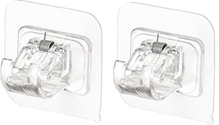 OUNONA Supports de Tringle à Rideaux Auto-adhésifs sans Perçage en Abs Ressort, Lot de 2 Clips Pratiques pour Fixation Facile à Domicile