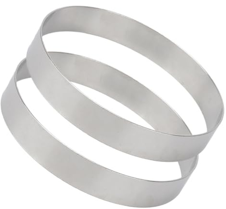 TOYANDONA 2 piezas Anillo de Acero Inoxidable para Pizza y Muffins Resistente al Calor Molde Redondo para Hornear Masa Evita Derrames y Protege Dedos