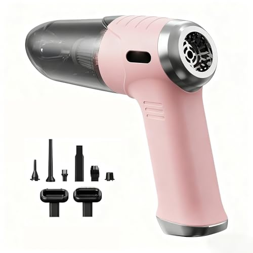 Aspirateurs à Main Ultra-Silencieux sans Fil, Forte Puissance D'aspiration, Poids Plume (450 G), Nettoyeur Multi-Surfaces pour Voiture, Matelas, Escaliers, avec Brosse pour Animaux(Pink)