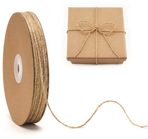 jijAcraft 2mm Jute String Twine: 100M Natural Thin Craft Jute String | 3Ply Garden Twine for Gift Wrapping, DIY Arts Crafts, Floristry, Bundling, Gardening