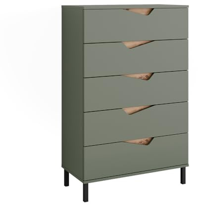 Vicco Kommode Marelle, Grün/Artisan, 76 x 120 cm | mit 5 Schubladen, geeignet zur Aufbewahrung von Kleidung und Alltagsgegenständen