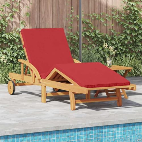Frdhee Gartenstuhl Bäderliege,Sonnenliege 1-Person 2 pcs Rot 40 x 40 x 40cm Massivholz Akazie,Kippliege für Camping,Garten,Pool
