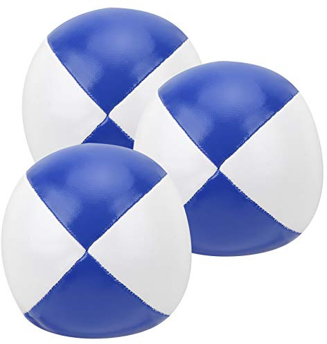 XUXHOU Jongleringsbollar, 3 stycken PU läder jonglering puffar med en diameter på 2,5 tum för nybörjare, proffs, barnkonstnärer (blå och vit)