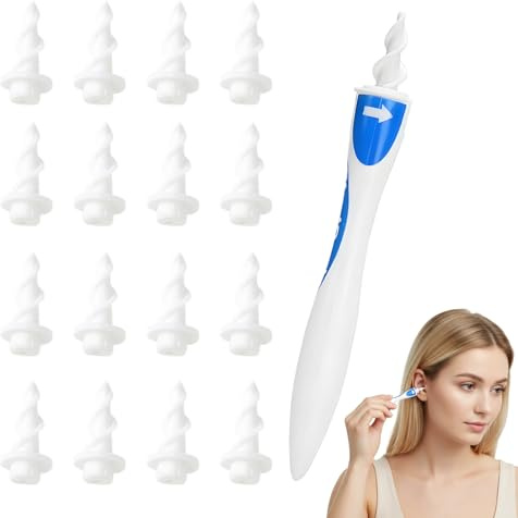 Q-grips Ohrenreiniger, Ohrenschmalz Entferner mit 16 waschbaren Spitzen, 360° Spiralsystem für sanfte Ohrreinigung, Sicher für Kinder und Erwachsene, Hygienische Lösung bei Ohrenschmalzproblemen