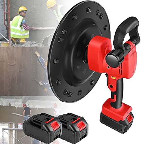 Cement Wall Smoothing Machine, 1680W Handheld Plastering Tool with Brushless Lithium Battery, Includes 2X2500MAH Masons Trowel and Wiper Accessories