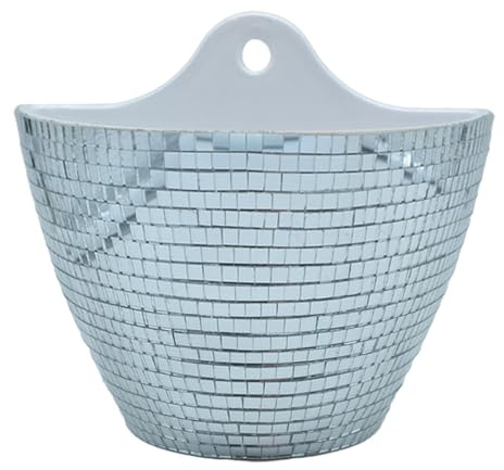 Disco Ball Wall Planter - Hanging Mirror Vase, Indoor & Outdoor Flower Pot | Durable Reflective, Lightweight Design, Ideal for Less Shelves, Less Patios and ESPs