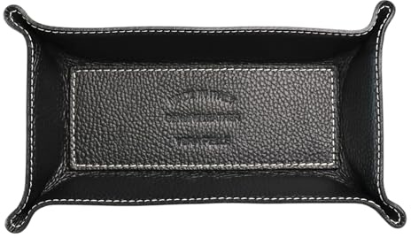 SH Leder Lederschale Taschenleerer aus Echtleder Handgearbeitet Ledertablett Aufbewahrungsbox Storage Box für Stifte Schmuck Geldbörsen Uhren Schlüssel Münzen Handys Abi G276 22x11cm (Schwarz (22x11))