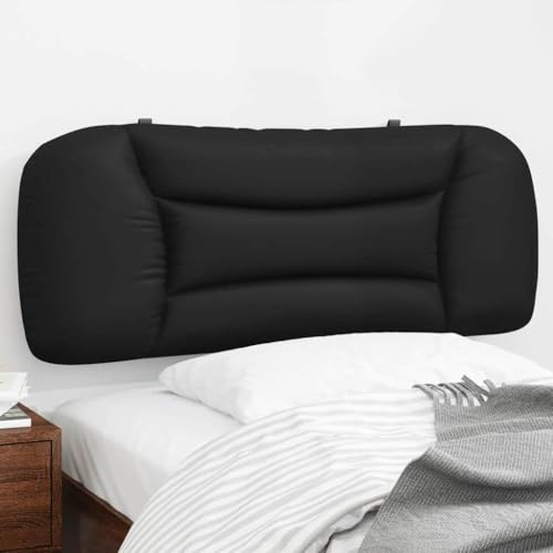zylophax Kopfteilkissen Hvar Schwarz Kunstleder 110 x 15 x 48 cm, gepolstertes Wandkissen mit Bezug und Klettverschluss, Rückenlehne für Bettgestell, komfortable Stütze zum Lesen und Anlehnen