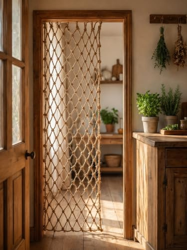 Rete in corda di canapa decorativa versatile per balconi e interni