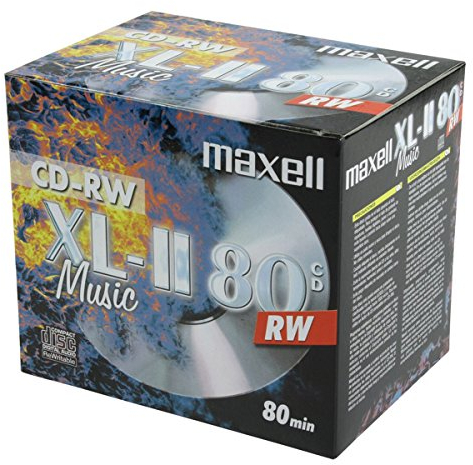Lot de 10 CD-RW Audio Maxell 80 Min., livrés dans boîtier plastique 10mm