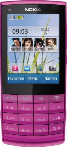 Nokia X3-02i téléphone mobile -6,1 cm -2,4 pouces - Ecran, Appareil photo 5 mégapixels - Touch and Type - Rose