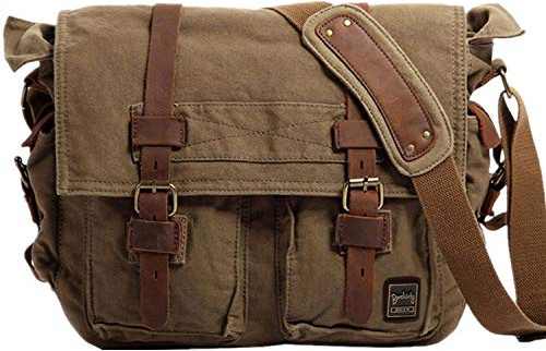 Berchirly Vintage Military Herren Canvas Messenger Bag für 13,3-17 Zoll Laptop