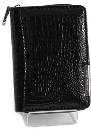 Mini Damen-Geldbörse von Jennifer Jones - kleine sehr feine Leder Börse Mini Croco-Optik Damengeldbörse Portemonnaie Geldbeutel Reisebörse (Schwarz) - präsentiert von ZMOKA®