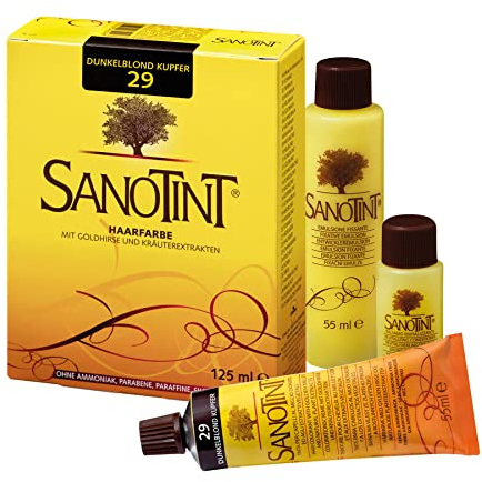Sanotint - Haarfarbe Nr. 29 Dunkelblond Kupfer - 1x 125 ml - Naturnahe Haarfarbe mit wertvollen pflanzlichen Wirkstoffen - Mit Goldhirse, Traubenblätterextrakt, Olivenextrakt und Birkenextrakt