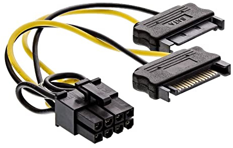 InLine Prise SATA combo 0,15 m – 8Pin PCI-Express intérieur 0,15 m SATA 2 x 15-Pin PCI-E (8-Pin) Noir, Jaune