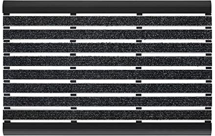 PANA® Aluminium Türmatte (39x60cm) • Fußmatte Außen • Schmutzfangmatte • Fussabtreter mit Nadelfilzeinlagen für den Außenbereich • Floor mat • Farbe: Dunkelgrau