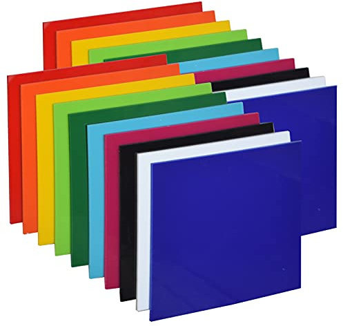 XLNT Tech 20 Stück und 10 Farben Acryl-Kunststoffplatten 30,5 x 30,5 cm (0,118 Zoll) dick) (nicht transparent), für Schilder, DIY-Projekte