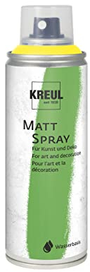 KREUL 76312 - Farbspray gelb, 200 ml, klassisch matte Sprühfarbe auf Wasserbasis hochpigmentiert und wasserfest styropofest für Innen und Außen