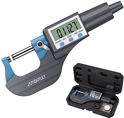 AUTOUTLET Micrometer Digitale Bügelmessschraube 0-25mm/ 0.001mm, Hohe Präzision LCD Digitale Mikrometer Mikrometerschieber Länge Messwerkzeug Mikrometer 0.001mm(0.00005)